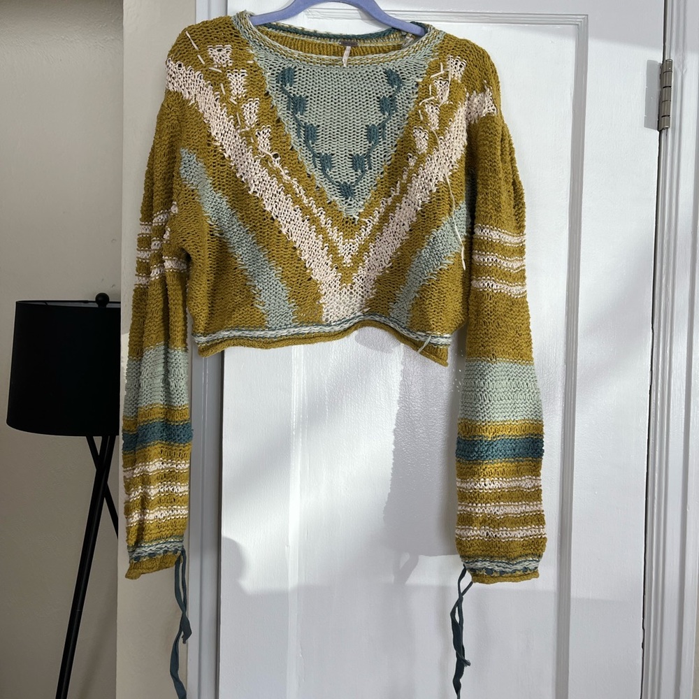 Crop Free People Patterned Sweater